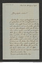 Nachlass Franz Steindachner, Brief von Gustav Schneider (senior) an Franz Steindachner (27.08.1878), Inv.Nr. 461.13, Seite 1
